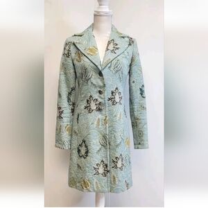 CAbi Guinevere Tapestry Coat, Floral & Teal Blue, Size 2